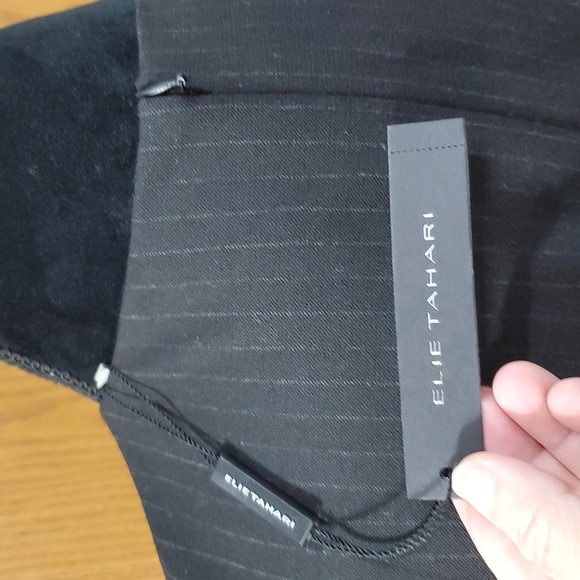 Elie Tahari nwt pinstriped storm dress black white merino wool knit sleeves - Picture 6 of 9